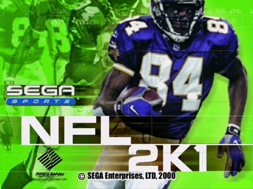 NFL 2K1 title screen for Sega Dreamcast